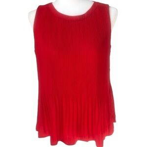 Ann Taylor LOFT Red Sleeveless Pleated Blouse Shirt Top Size MP
